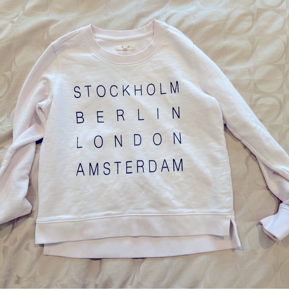 Madewell Stockholm Tour Graphic Sweatshirt XS EUC light pink/pink cream